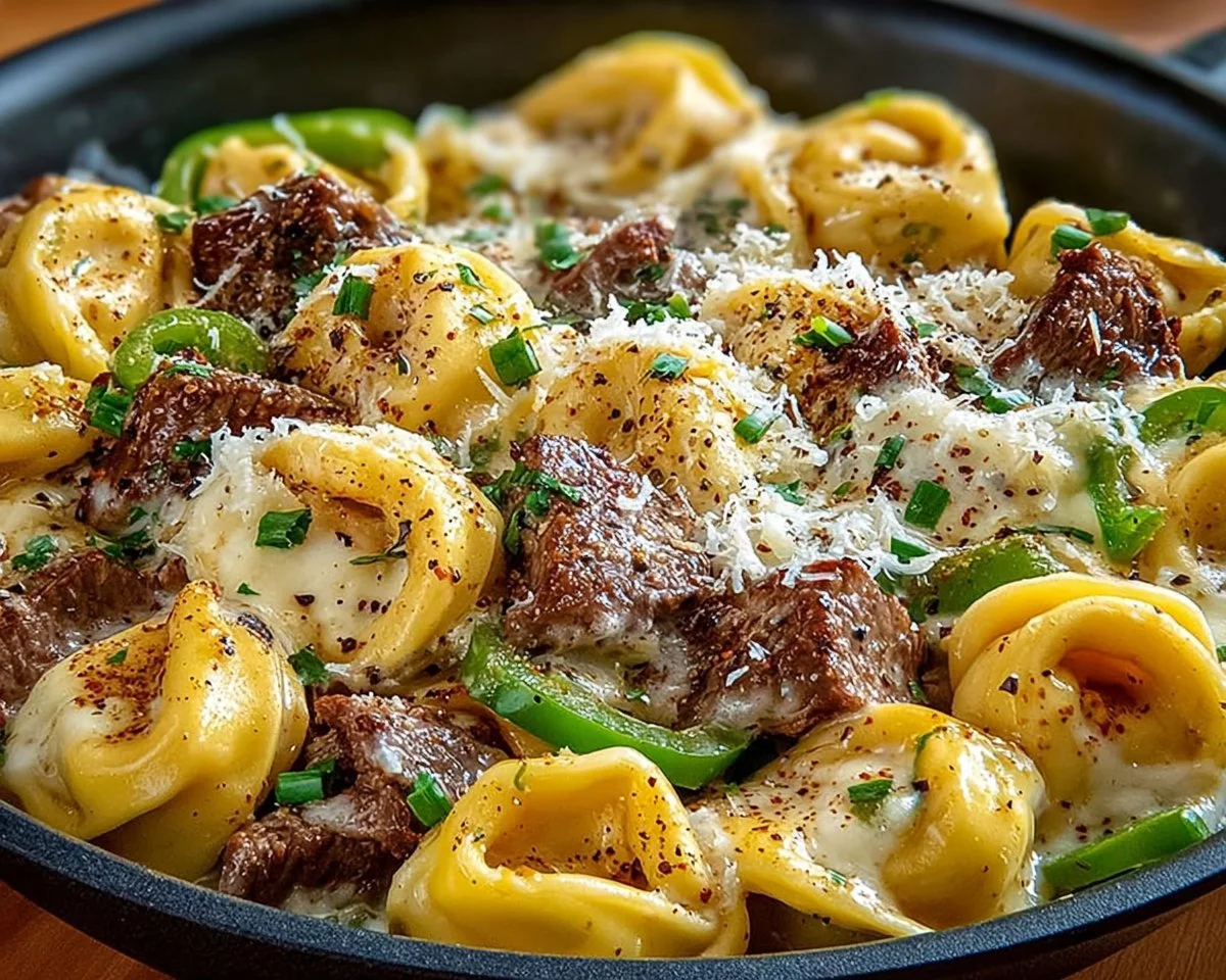 Cheesesteak Tortellini with Rich Provolone Sauce