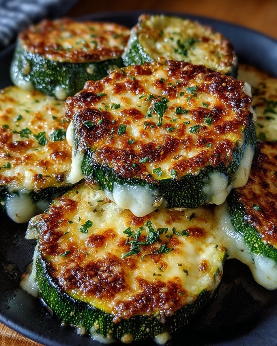 Cheesy Garlic Zucchini Steaks