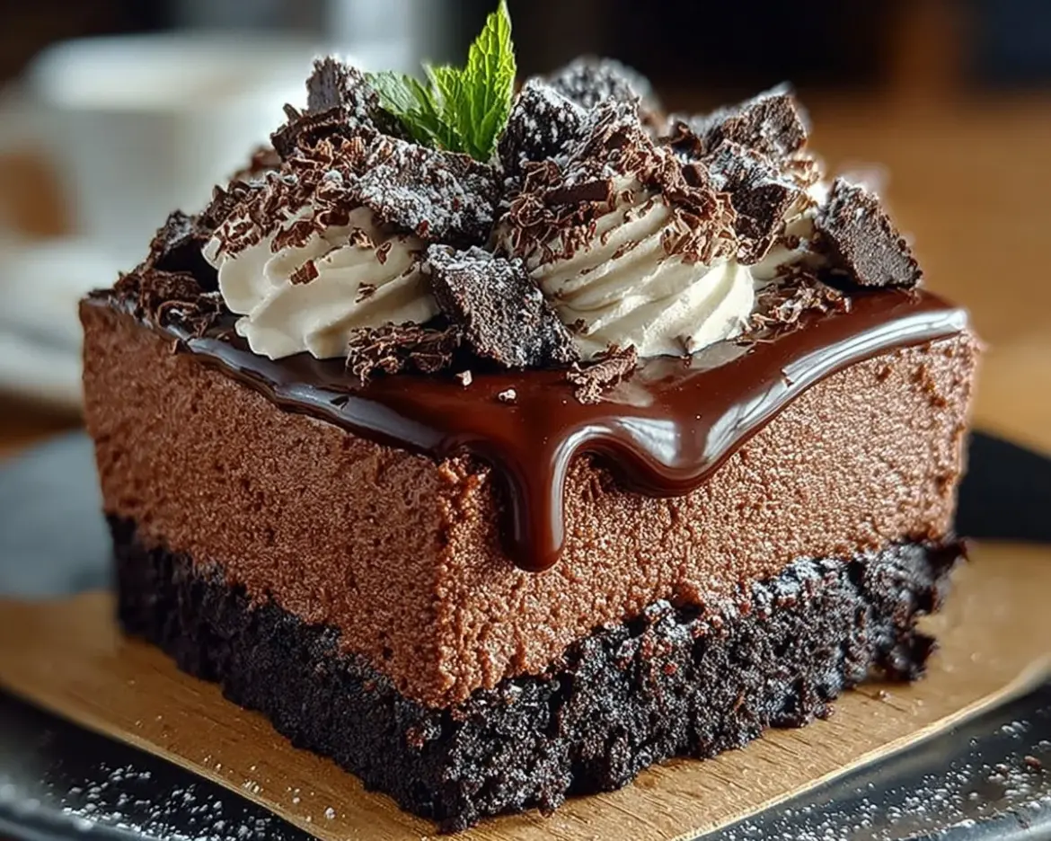 Delicious Choco Nirvana Mousse Cake, a no-bake chocolate dessert.