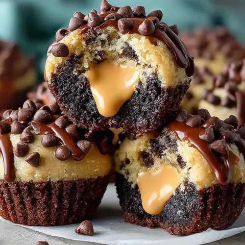 Delicious chocolate chip cookie dough brownie bombs served on a plate