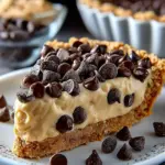 Delicious Chocolate Chip Cookie Dough Pie slice on a plate