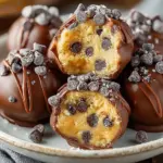Delicious Chocolate Chip Cookie Dough Truffles on a white plate