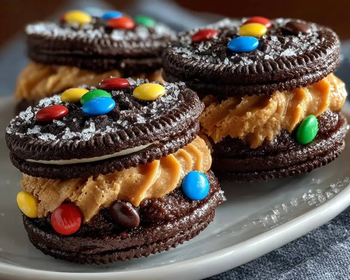 Delicious Chocolate Cookie Peanut Butter Bites on a plate