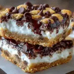 Chocolate Marshmallow Cookie Bars with gooey marshmallows and rich chocolate