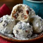 Delicious homemade chocolate snowballs coated in powdered sugar