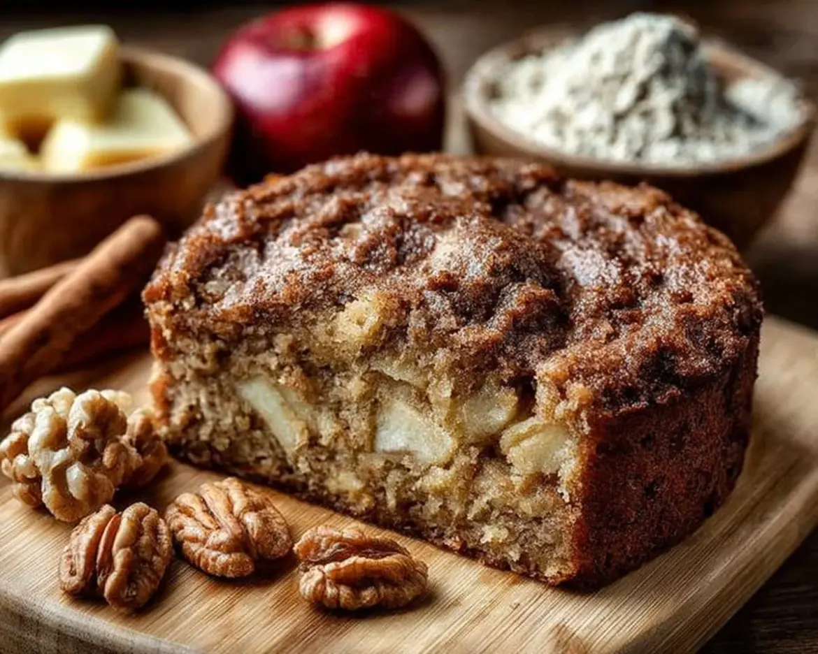Delicious Cinnamon Apple Cake featuring spiced apples and a rich cake texture