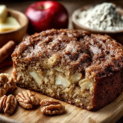 Delicious Cinnamon Apple Cake featuring spiced apples and a rich cake texture