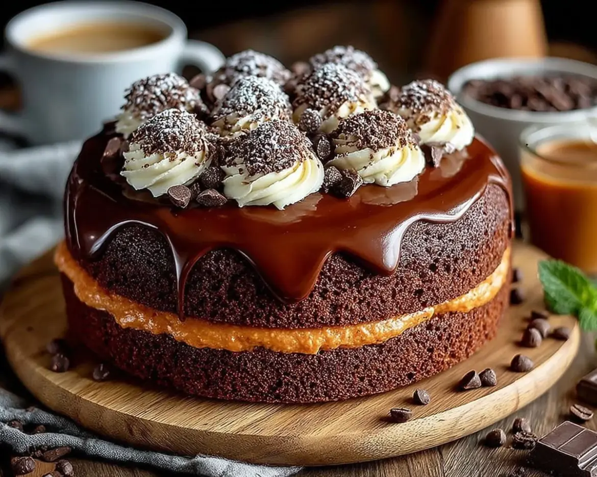 Delicious Coffee Chocolate Sponge Cake with rich frosting and coffee flavor
