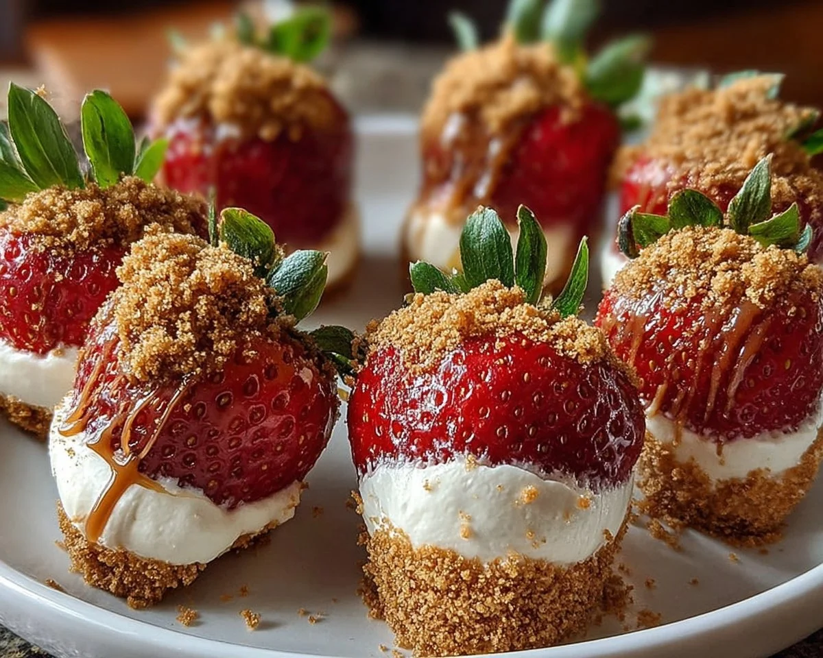 Cookie Butter Cheesecake Stuffed Strawberries