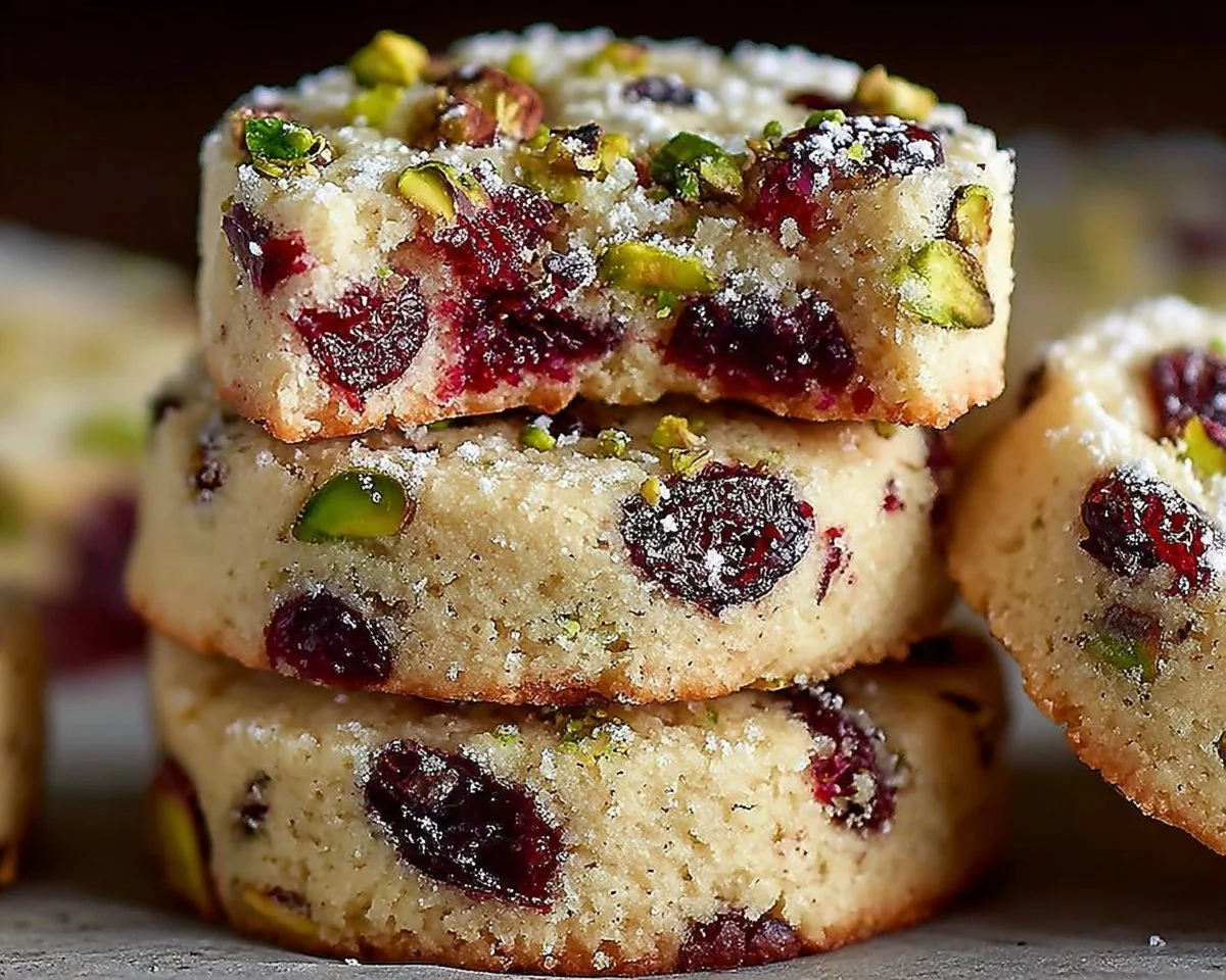 Cranberry Pistachio Shortbread Cookies
