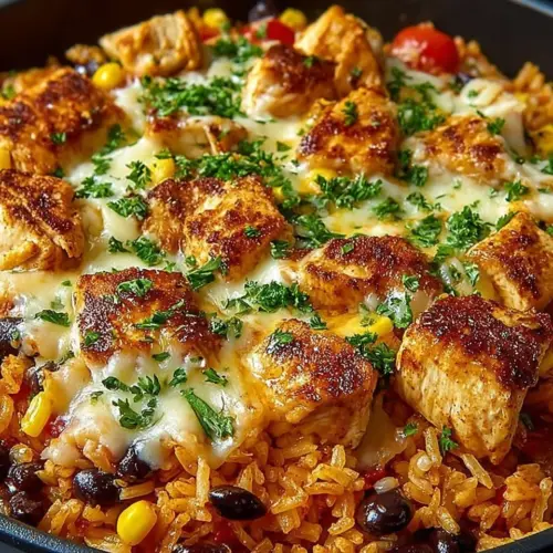 Delicious Mexican Chicken and Rice with Cheese - Crazy Chicken dish