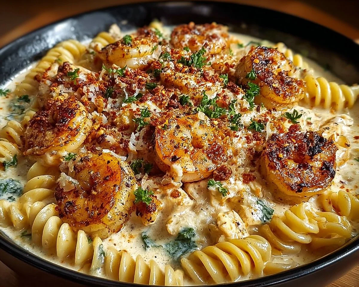 Creamy Cajun Shrimp and Chicken Pasta