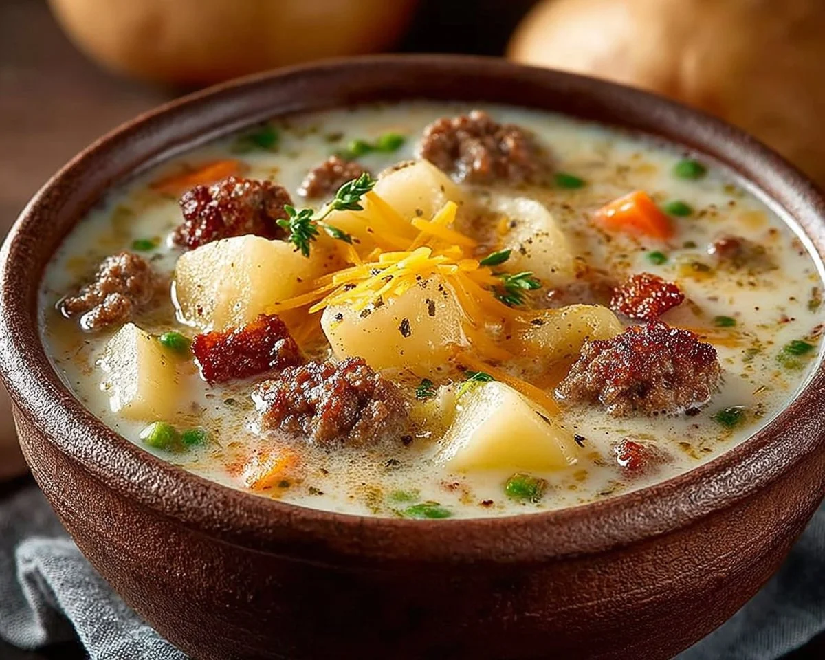 Creamy Potato Hamburger Soup (Crockpot)