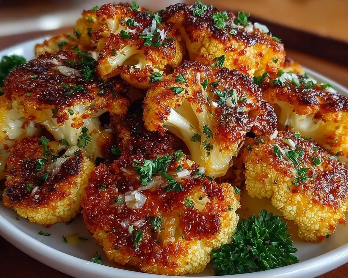 Crispy roasted cauliflower served as a healthy dish