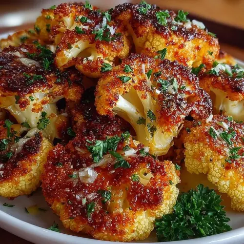 Crispy roasted cauliflower served as a healthy dish