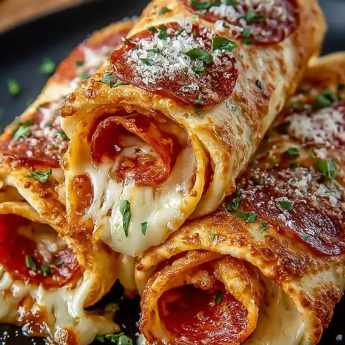 Easy air fryer pizza roll ups ready to serve with melted cheese and pepperoni.