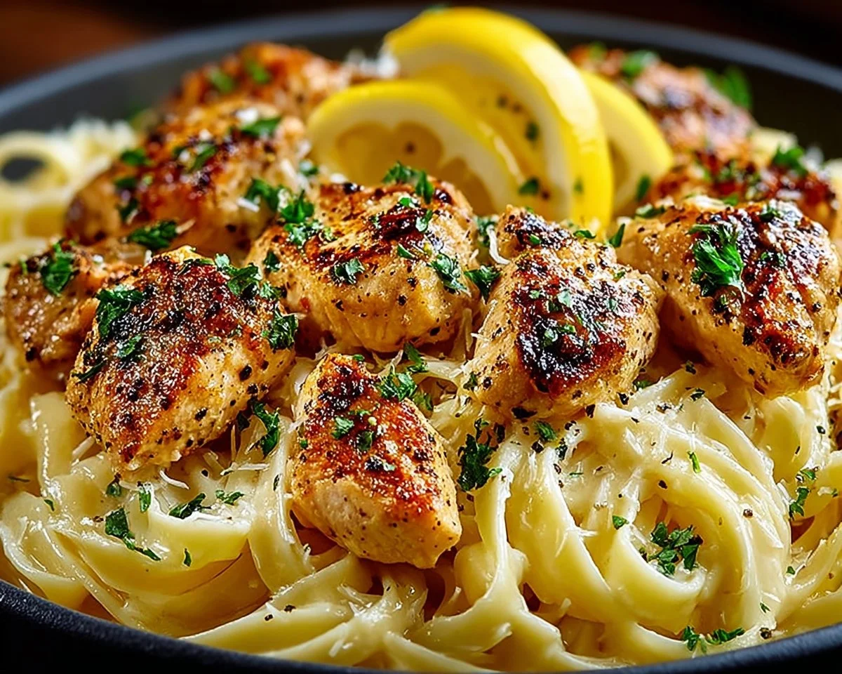 Garlic Butter Chicken with Lemon Parmesan Pasta