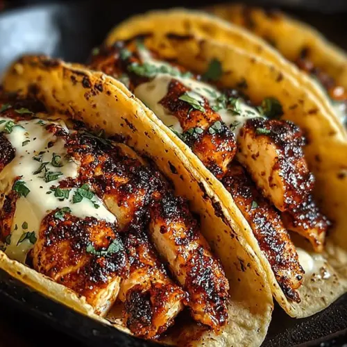 Garlic Butter Honey BBQ Chicken Tacos topped with fresh ingredients