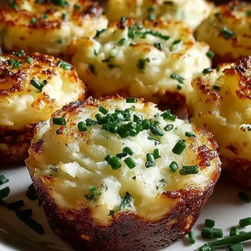 Delicious Garlic Chive Mashed Potato Puffins on a plate