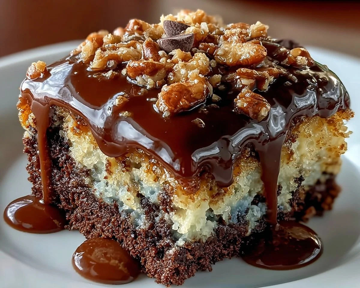 German Chocolate Poke Cake