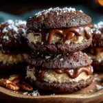 Delicious German Chocolate Whoopie Pies with coconut frosting