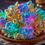 Glow-in-the-Dark Candy Popcorn Bombs with colorful candy coating
