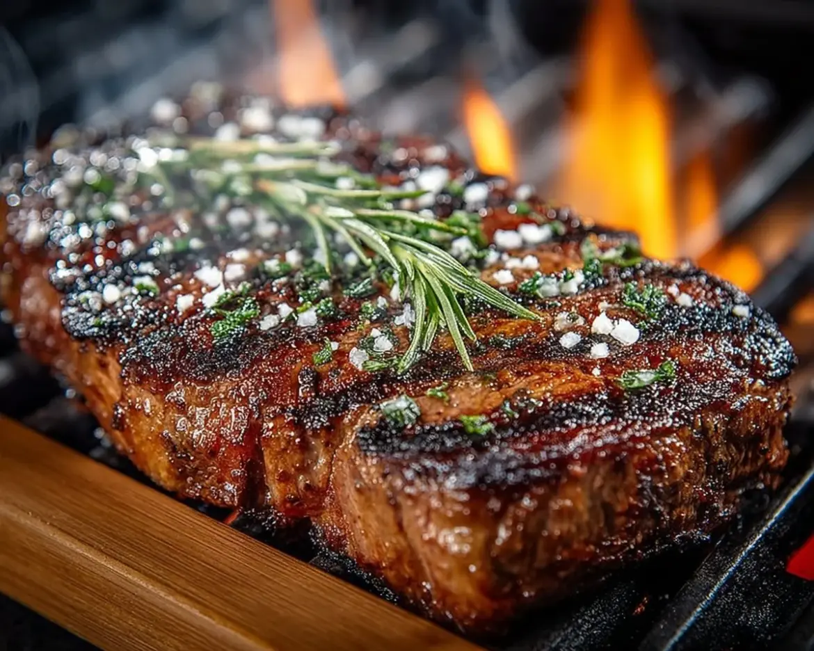 Juicy grilled Bavette steak served with grilled vegetables