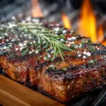 Juicy grilled Bavette steak served with grilled vegetables