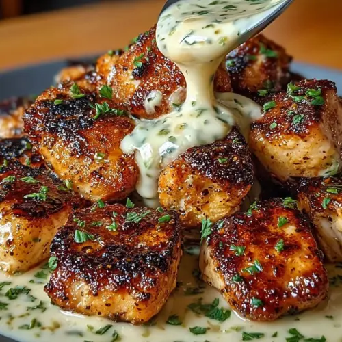 Grilled chicken bites served with creamy garlic sauce