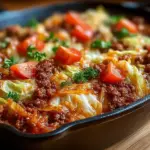 Hearty cabbage and ground beef casserole served in a baking dish