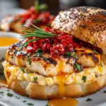 Delicious Honey Pepper Pimento Chicken Sandwich with spicy sauce and pimento cheese
