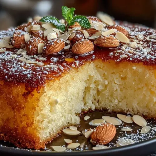 Italian Almond Ricotta Cake sliced on a plate with almonds on top