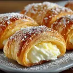 Lemon Cheesecake Crescent Rolls topped with lemon zest and cream cheese filling