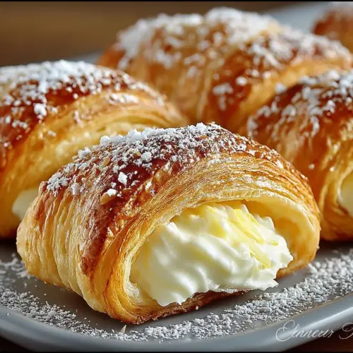 Lemon Cheesecake Crescent Rolls topped with lemon zest and cream cheese filling