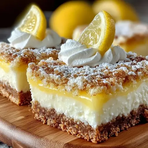 Deliciously tangy lemon cream cheese bars on a plate