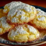 Lemon Gooey Butter Cookies on a plate, showcasing their soft and gooey texture.