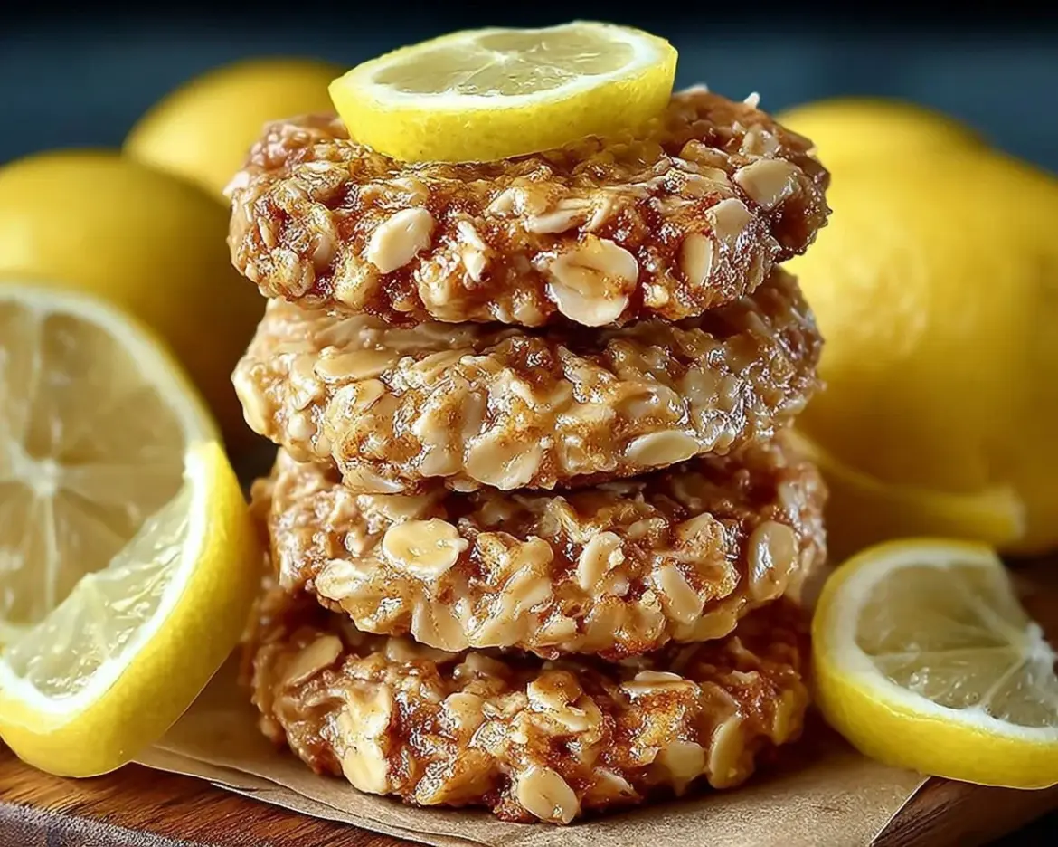 Plate of lemon oatmeal no-bake cookies ready to enjoy.