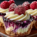 Delicious lemon raspberry swirl cheesecake cups served in elegant dessert cups.