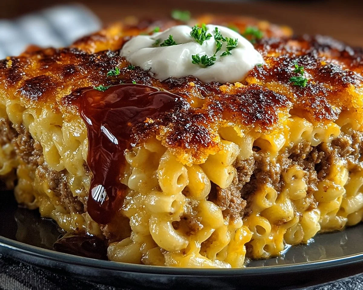 Mac and Cheese Meatloaf Casserole