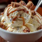 Malted Milk Toffee Crunch Ice Cream topped with crunchy toffee bits