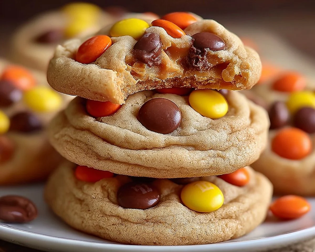 Mini Reese's Pieces Cookies Stuffed with Peanut Butter