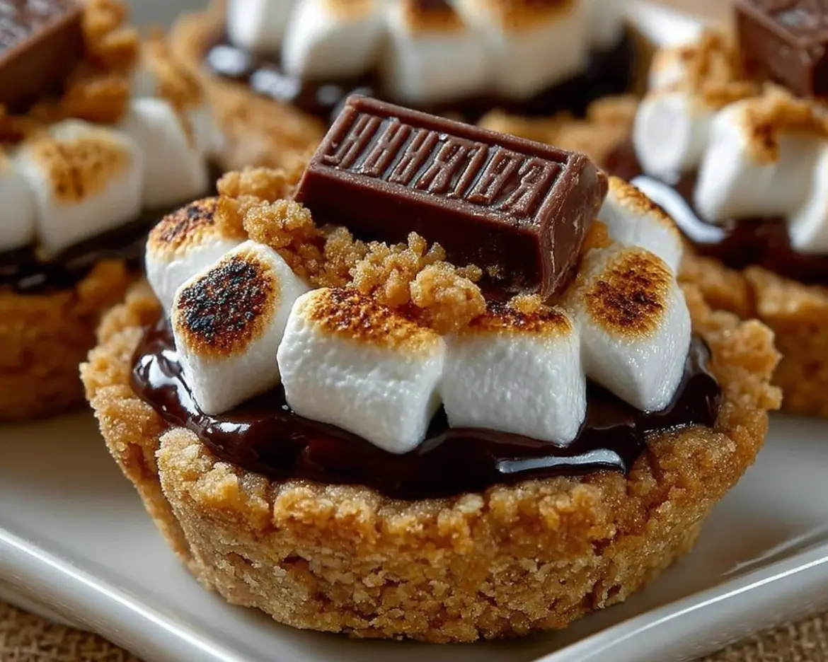 Delicious Mini S'mores Cups with chocolate, marshmallows, and graham cracker crust