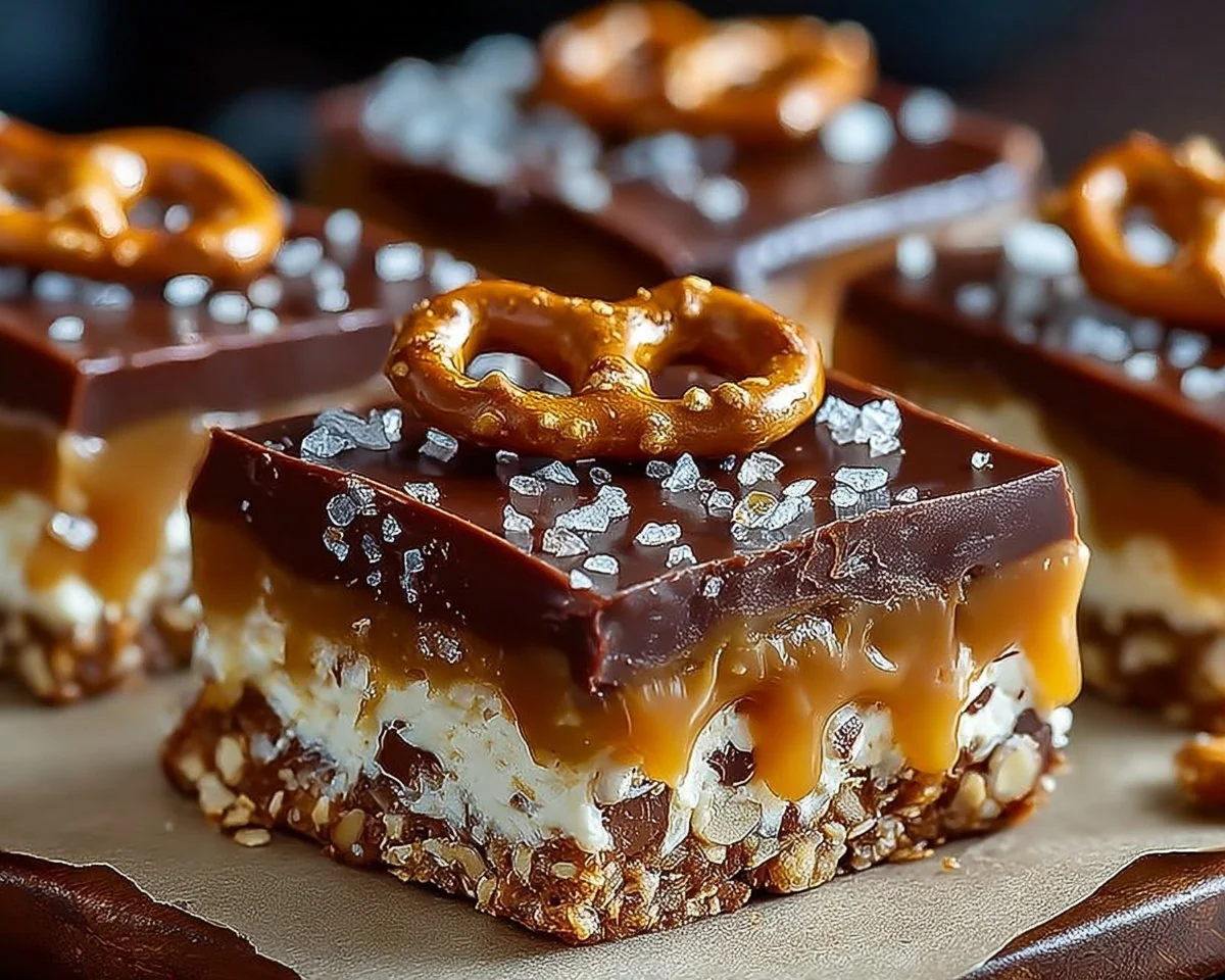 No Bake Caramel Pretzel Crack Bars