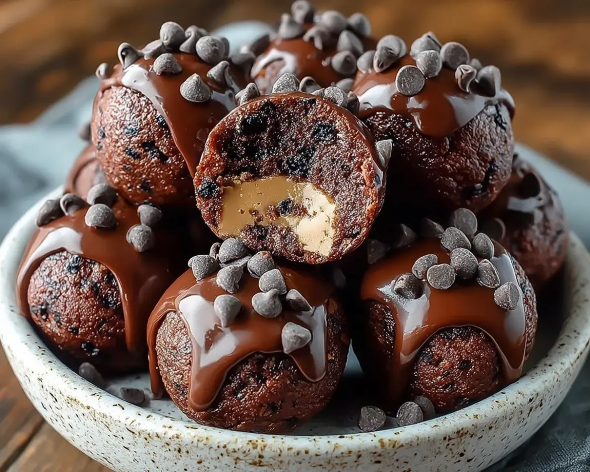 No-Bake Cottage Cheese Brownie Batter Protein Bites on a plate.