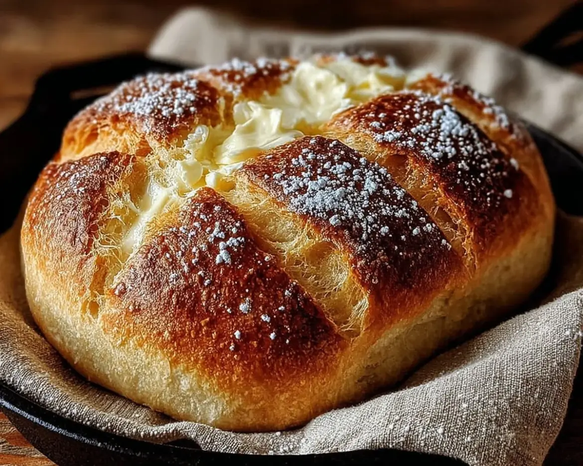 Homemade stovetop bread cooked on a skillet for a no-oven recipe.
