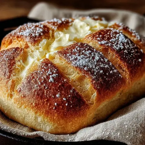 Homemade stovetop bread cooked on a skillet for a no-oven recipe.