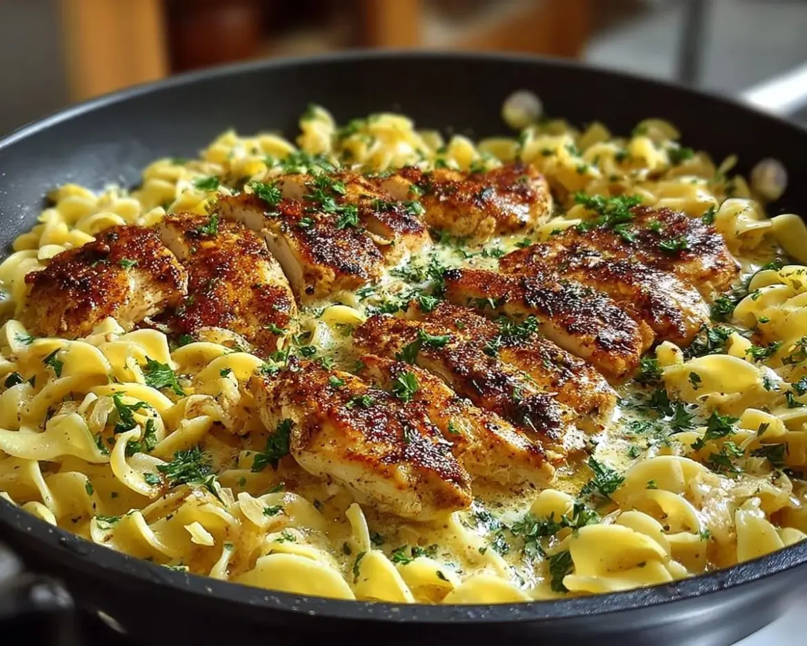 Delicious One-Pan Chicken served with Buttered Noodles