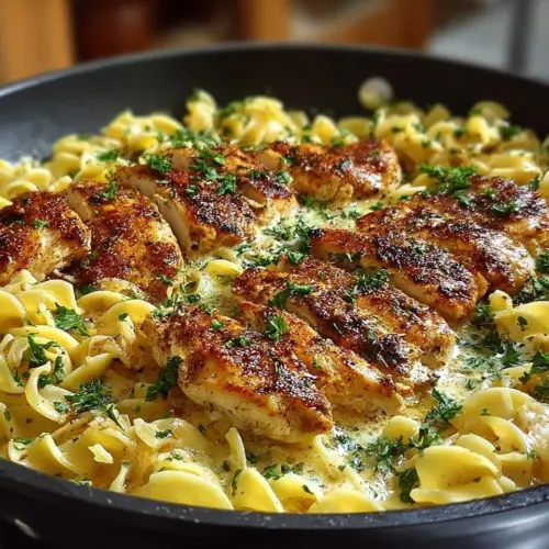 Delicious One-Pan Chicken served with Buttered Noodles