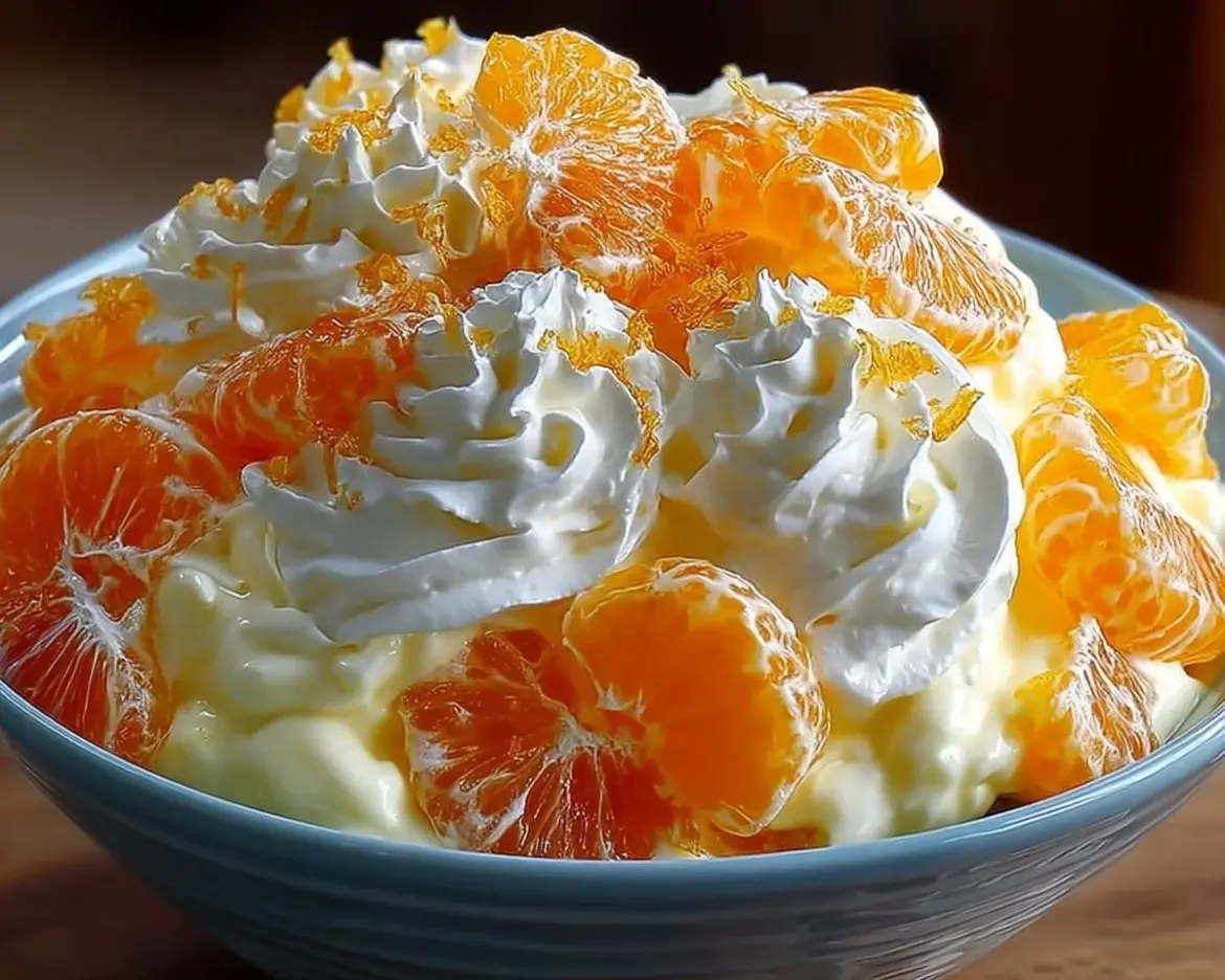 Orange Dreamsicle Salad with citrus fruits and creamy dressing