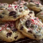 Oreo Peppermint Crunch Cookies decorated with festive red and green sprinkles